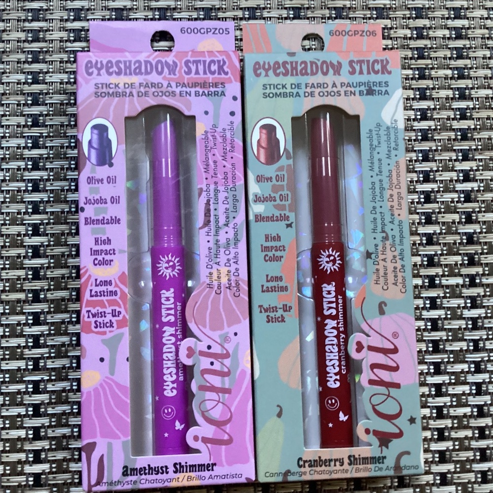 Ioni Cosmetics eyeshadow sticks bundle Cranberry Shimmer & Amethyst Shimmer NEW